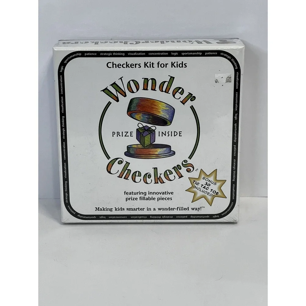 WonderCheckers Checkers Kit for Kids Prize Fillable Pieces 3D NEW‎